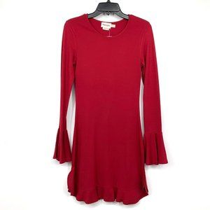 Showpo Dress Tell It Like It Is Mini Red Bell Sleeve Ruffle NWT